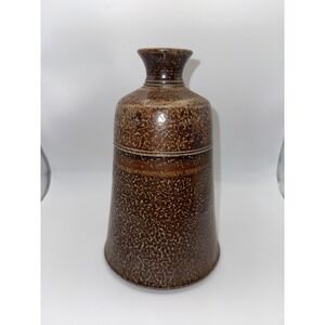 Rustic Ceramic Vase Earth Tones Speckled Glaze Studio Pottery Decorative Accent